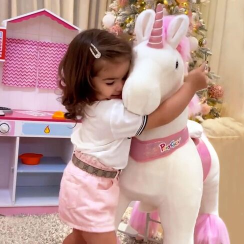 PonyCycle Authentic Classic Model U, Ride on Unicorn Toy Rocking Horse for Kids Toys (with Brake/ 36" Height/Size 4 for Age 4-8) Mechanical Plush Walking Ride on Horse Riding Pony Toys White Ux404 in Saudi Arabia