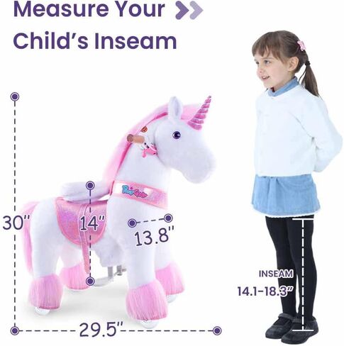 PonyCycle Authentic Classic Model U, Ride on Unicorn Toy Rocking Horse for Kids Toys (with Brake/ 36" Height/Size 4 for Age 4-8) Mechanical Plush Walking Ride on Horse Riding Pony Toys White Ux404 in Saudi Arabia