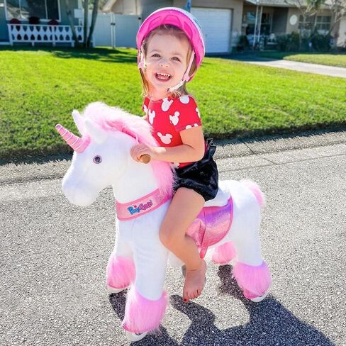 PonyCycle Authentic Classic Model U, Ride on Unicorn Toy Rocking Horse for Kids Toys (with Brake/ 36" Height/Size 4 for Age 4-8) Mechanical Plush Walking Ride on Horse Riding Pony Toys White Ux404 in Saudi Arabia