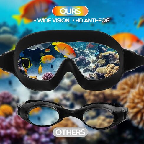 Kanayu 6 Pieces Swimming Goggles Wide View No Leaking Swim Goggles Anti Fog Adult Goggles for Swimming with Wear Earplugs and Nose Clip for Summer Adult Men Women Youth, UV Protection in Saudi Arabia