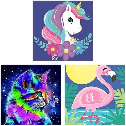 WeaveWiz 3 Paint by Numbers for Kids Ages 8-12 DIY Paint Set for Girls Boys Adults, Cartoon Paint by Numbers Kits for Kids, Acrylic Oil Painting by Number Kits Gift in Saudi Arabia