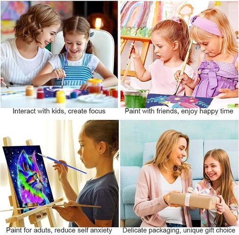 WeaveWiz 3 Paint by Numbers for Kids Ages 8-12 DIY Paint Set for Girls Boys Adults, Cartoon Paint by Numbers Kits for Kids, Acrylic Oil Painting by Number Kits Gift in Saudi Arabia