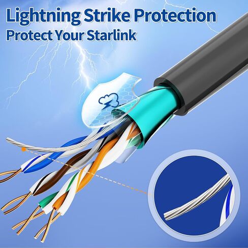 GODPEE 150Ft Replacement Cable for Starlink V2 [Standard Actuated ] Rectangular Satellite Dish Antenna - Heat Resistant Extension Cable Accessories for Starlink in Saudi Arabia