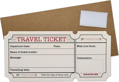White (with Gold Shimmer) DIY Travel Ticket Vacation Holiday Surprise Card bundle, Scratch and Reveal your Surprise Destination (Do it yourself). Perfect for valentines, birthdays and anniversary’s! in Saudi Arabia