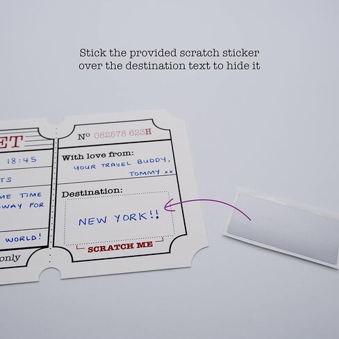 White (with Gold Shimmer) DIY Travel Ticket Vacation Holiday Surprise Card bundle, Scratch and Reveal your Surprise Destination (Do it yourself). Perfect for valentines, birthdays and anniversary’s! in Saudi Arabia