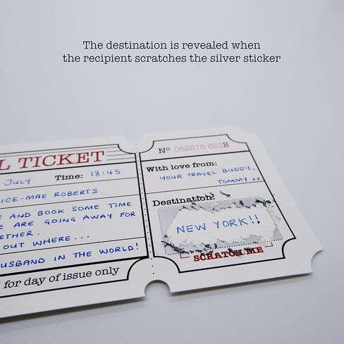 White (with Gold Shimmer) DIY Travel Ticket Vacation Holiday Surprise Card bundle, Scratch and Reveal your Surprise Destination (Do it yourself). Perfect for valentines, birthdays and anniversary’s! in Saudi Arabia