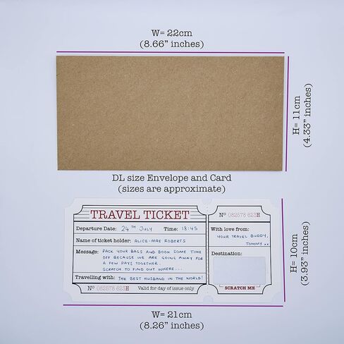 White (with Gold Shimmer) DIY Travel Ticket Vacation Holiday Surprise Card bundle, Scratch and Reveal your Surprise Destination (Do it yourself). Perfect for valentines, birthdays and anniversary’s! in Saudi Arabia