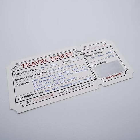 White (with Gold Shimmer) DIY Travel Ticket Vacation Holiday Surprise Card bundle, Scratch and Reveal your Surprise Destination (Do it yourself). Perfect for valentines, birthdays and anniversary’s! in Saudi Arabia