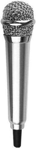 Jowxsx Silver Mini Singing Mic Equipment 3.5mm Mini Condenser Microphone Phone Karaoke Mic with Stand Singing Mini Handheld Microphone for Mobile Phone Laptop Notebook Handheld Wireless Microphones in Saudi Arabia