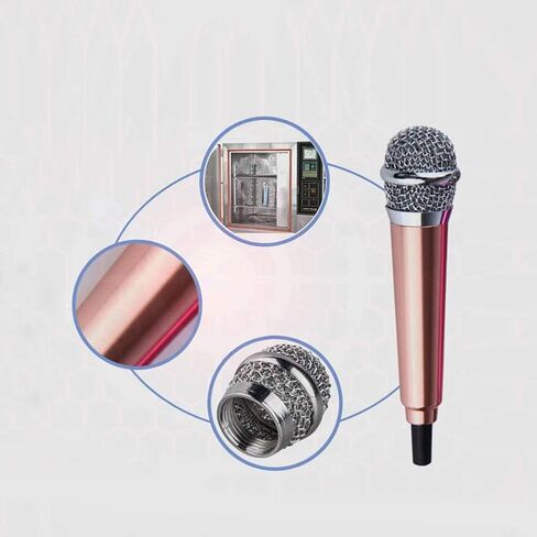 Jowxsx Silver Mini Singing Mic Equipment 3.5mm Mini Condenser Microphone Phone Karaoke Mic with Stand Singing Mini Handheld Microphone for Mobile Phone Laptop Notebook Handheld Wireless Microphones in Saudi Arabia