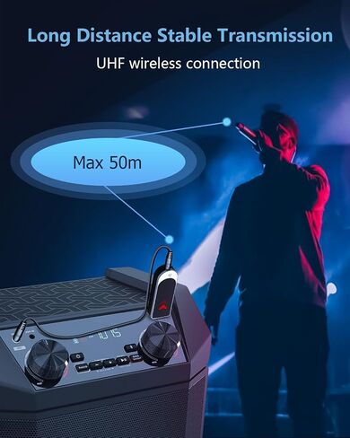 Lococo Wireless Microphone,UHF Metal Rechargeable Handheld Dynamic Mic with USB Receiver Mute Function for Karaoke Party,Computer,Mobile Phone,Amplifier,PA System,Singing Machine in Saudi Arabia