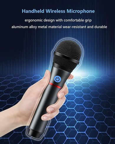 Lococo Wireless Microphone,UHF Metal Rechargeable Handheld Dynamic Mic with USB Receiver Mute Function for Karaoke Party,Computer,Mobile Phone,Amplifier,PA System,Singing Machine in Saudi Arabia