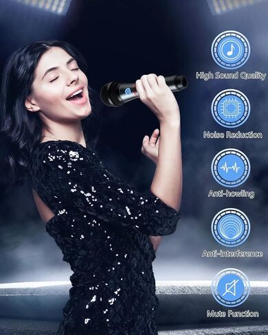 Lococo Wireless Microphone,UHF Metal Rechargeable Handheld Dynamic Mic with USB Receiver Mute Function for Karaoke Party,Computer,Mobile Phone,Amplifier,PA System,Singing Machine in Saudi Arabia