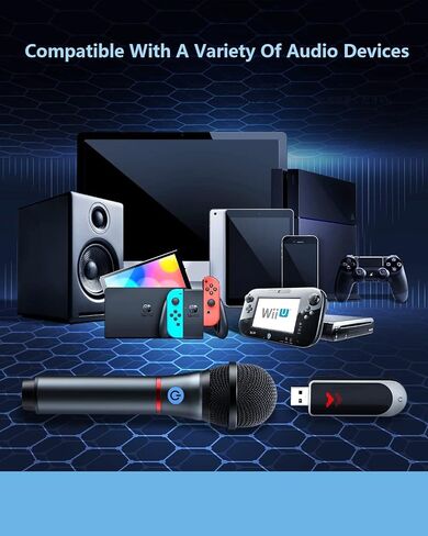 Lococo Wireless Microphone,UHF Metal Rechargeable Handheld Dynamic Mic with USB Receiver Mute Function for Karaoke Party,Computer,Mobile Phone,Amplifier,PA System,Singing Machine in Saudi Arabia