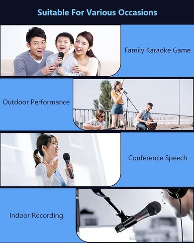 Lococo Wireless Microphone,UHF Metal Rechargeable Handheld Dynamic Mic with USB Receiver Mute Function for Karaoke Party,Computer,Mobile Phone,Amplifier,PA System,Singing Machine in Saudi Arabia