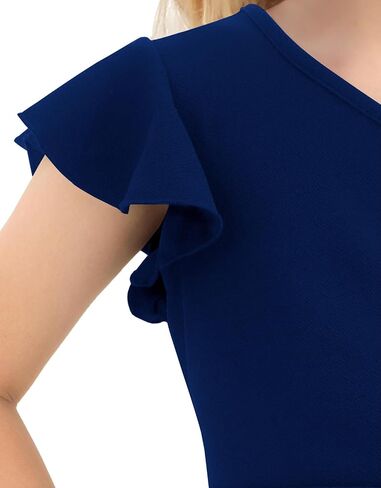 21KIDS Girl's One Shoulder Ruffle Flounce Sleeve Pencil Party Birthday Dress with Belt 8-12 Years in Saudi Arabia
