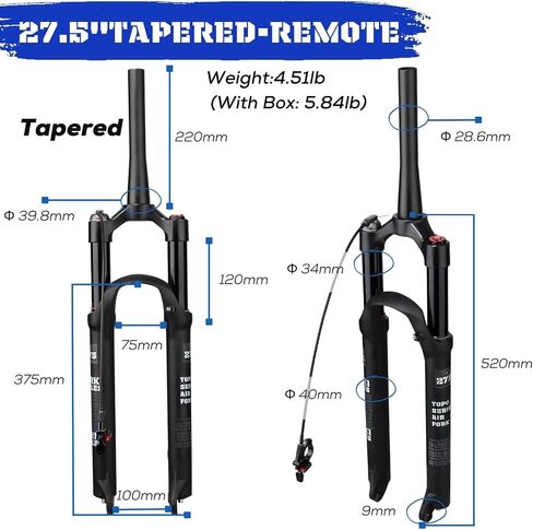 شوكة تعليق هوائية للدراجة الجبلية من Corki Cycles 26/27.5/29 دليل مدبب/جهاز تحكم عن بعد للسفر 120 مم QR 9 مم شوكة أمامية مدببة MTB in Saudi Arabia