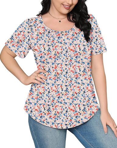 WIHOLL Short Sleeve Shirts for Women Summer Dressy Casual Tops Pleated Front in Saudi Arabia