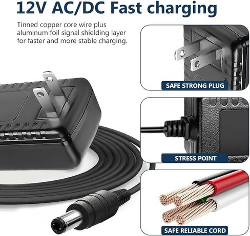 12V AC Power Adapter Charger Power Supply Cable Cord for Yamaha Keyboard PSR, YPG, YPT, DGX, DD, EZ, P Digital Piano and Portable Keyboard Series PA130 PA150 YPG-235 YPT-230 YPT-400 PA-3 PA-5 & More in Saudi Arabia