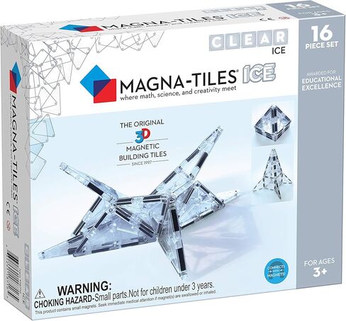 MAGNA-TILES Ice مجموعة بناء مغناطيسية مكونة من 16 قطعة، العلامة التجارية الأصلية للبناء المغناطيسي in Kuwait