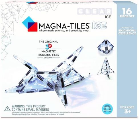 MAGNA-TILES Ice مجموعة بناء مغناطيسية مكونة من 16 قطعة، العلامة التجارية الأصلية للبناء المغناطيسي in Kuwait