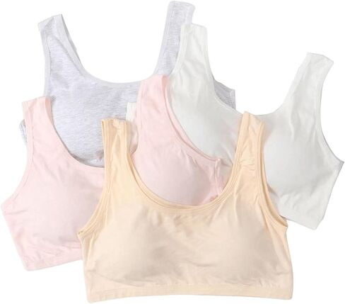 WDIRARA Girl's 4 Pieces Wireless Bralette Bra Underwear Scoop Neck Crop Cami Top in Saudi Arabia