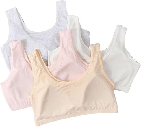 WDIRARA Girl's 4 Pieces Wireless Bralette Bra Underwear Scoop Neck Crop Cami Top in Saudi Arabia
