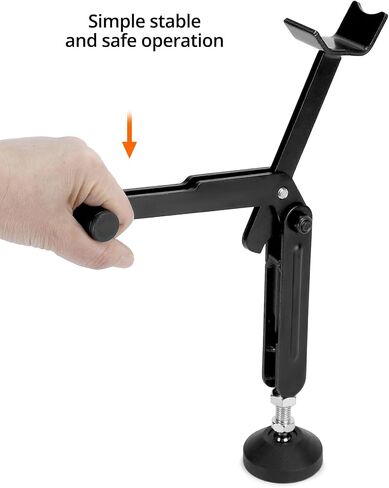 QWORK Foldable Motorcycle Wheel Lift Stand – 22-38 cm Adjustable Height, Universal Sport Bike Rear & Front Lift Stand with Retractable Compression Rod, High-Quality Aluminum & Iron, Black Spray-Finish in Saudi Arabia