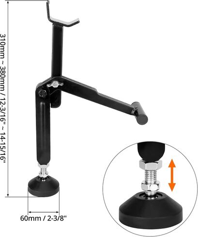 QWORK Foldable Motorcycle Wheel Lift Stand – 22-38 cm Adjustable Height, Universal Sport Bike Rear & Front Lift Stand with Retractable Compression Rod, High-Quality Aluminum & Iron, Black Spray-Finish in Saudi Arabia