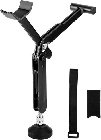 QWORK Foldable Motorcycle Wheel Lift Stand – 22-38 cm Adjustable Height, Universal Sport Bike Rear & Front Lift Stand with Retractable Compression Rod, High-Quality Aluminum & Iron, Black Spray-Finish in Saudi Arabia