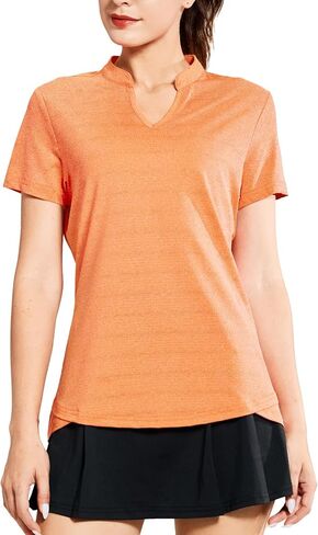 MIER Women's Golf Polo Shirts Collarless UPF 50+ Short Sleeve Tennis Running T-Shirts V-Neck in Kuwait