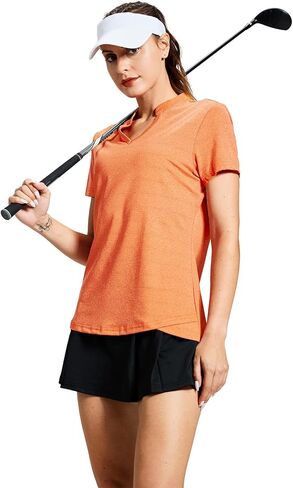 MIER Women's Golf Polo Shirts Collarless UPF 50+ Short Sleeve Tennis Running T-Shirts V-Neck in Kuwait