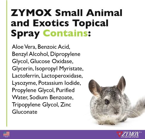 Zymox Small Animal & Exotic Topical Spray, 2 oz. – Supports Healthy Skin for Dog, Cat, Rabbit, Guinea Pig, Ferret, Hamster, Chinchilla, Monkey in Kuwait