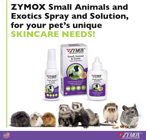 Zymox Small Animal & Exotic Topical Spray, 2 oz. – Supports Healthy Skin for Dog, Cat, Rabbit, Guinea Pig, Ferret, Hamster, Chinchilla, Monkey in Kuwait