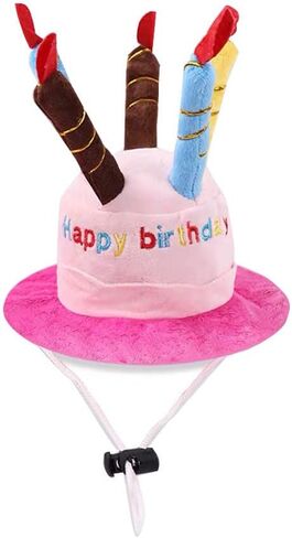 Easyinsmile® Cute Adorable Dog Cat Birthday Cake Hat Pet Cap Pet hat with 5 Color Candles Design Party Custom Accessory (One Size fits Most) (Pink) in Saudi Arabia