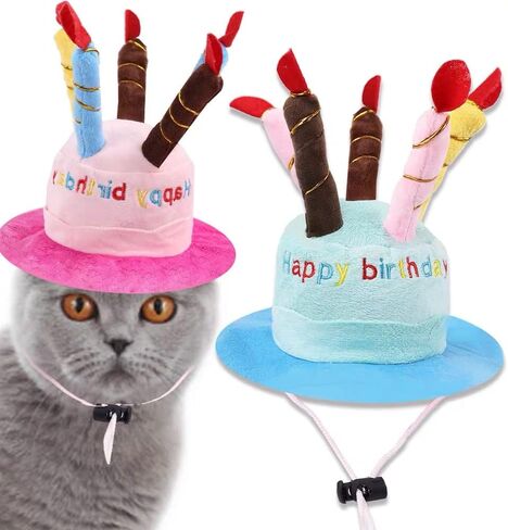 Easyinsmile® Cute Adorable Dog Cat Birthday Cake Hat Pet Cap Pet hat with 5 Color Candles Design Party Custom Accessory (One Size fits Most) (Pink) in Saudi Arabia