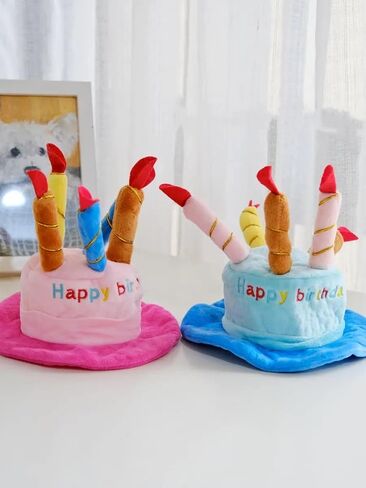 Easyinsmile® Cute Adorable Dog Cat Birthday Cake Hat Pet Cap Pet hat with 5 Color Candles Design Party Custom Accessory (One Size fits Most) (Pink) in Saudi Arabia