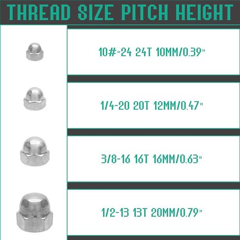 Piutouyar Acorn Cap Nuts Hex Nut 1/4-20, 304 Stainless Steel 18-8 Hex Dome Cap Nut (20Pcs) in Saudi Arabia