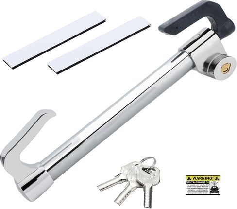 قفل فرامل عجلة القيادة العالمي iHoven - نظام خطاف مزدوج قابل للسحب مضاد للسرقة للسيارات والشاحنات وسيارات الدفع الرباعي والشاحنات الصغيرة | تتضمن 3 مفاتيح، وملصق إنذار للسيارة و2 فيلكرو in Kuwait