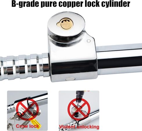 قفل فرامل عجلة القيادة العالمي iHoven - نظام خطاف مزدوج قابل للسحب مضاد للسرقة للسيارات والشاحنات وسيارات الدفع الرباعي والشاحنات الصغيرة | تتضمن 3 مفاتيح، وملصق إنذار للسيارة و2 فيلكرو in Kuwait