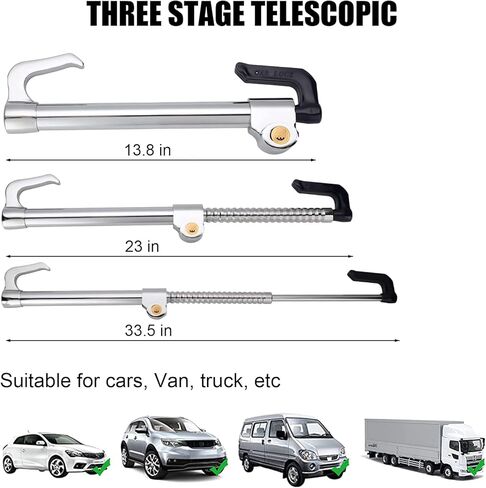 قفل فرامل عجلة القيادة العالمي iHoven - نظام خطاف مزدوج قابل للسحب مضاد للسرقة للسيارات والشاحنات وسيارات الدفع الرباعي والشاحنات الصغيرة | تتضمن 3 مفاتيح، وملصق إنذار للسيارة و2 فيلكرو in Kuwait