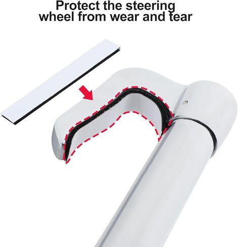 قفل فرامل عجلة القيادة العالمي iHoven - نظام خطاف مزدوج قابل للسحب مضاد للسرقة للسيارات والشاحنات وسيارات الدفع الرباعي والشاحنات الصغيرة | تتضمن 3 مفاتيح، وملصق إنذار للسيارة و2 فيلكرو in Kuwait