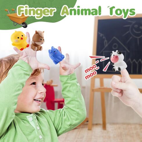 20 Pcs Farm Animals Toy for Toddlers 1 2 3 Year Old,Learning Toy with Finger Puppets & Barn,Montessori Toys Counting & Matching & Sorting Fine Motor Games,Present for Baby 12-18 Months in Kuwait