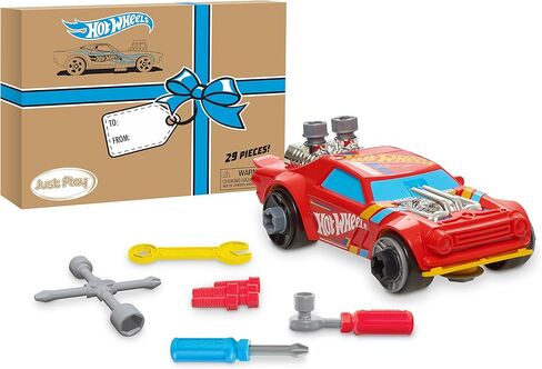 Hot Wheels Ready-to-Race Car Builder Set, Night Shifter Vehicle, 29 Pieces Toy Car Construction Set, Mechanic Role-Play, Kids Toys for Ages 3 Up by Just Play in Saudi Arabia
