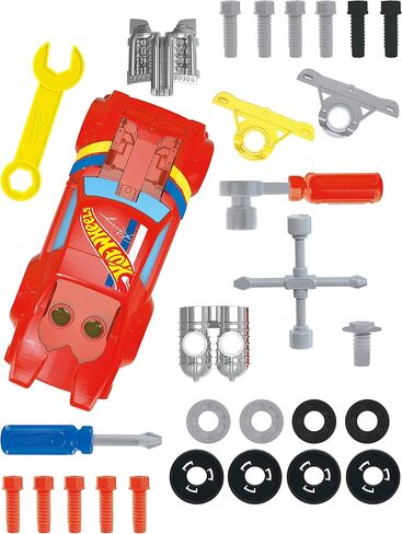 Hot Wheels Ready-to-Race Car Builder Set, Night Shifter Vehicle, 29 Pieces Toy Car Construction Set, Mechanic Role-Play, Kids Toys for Ages 3 Up by Just Play in Saudi Arabia