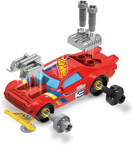 Hot Wheels Ready-to-Race Car Builder Set, Night Shifter Vehicle, 29 Pieces Toy Car Construction Set, Mechanic Role-Play, Kids Toys for Ages 3 Up by Just Play in Saudi Arabia