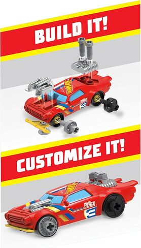 Hot Wheels Ready-to-Race Car Builder Set, Night Shifter Vehicle, 29 Pieces Toy Car Construction Set, Mechanic Role-Play, Kids Toys for Ages 3 Up by Just Play in Saudi Arabia