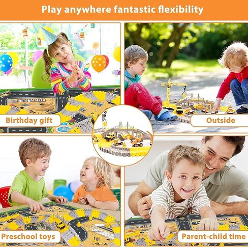 Construction Race Tracks for Kids Toys,305 pcs Tracks 2 Electric Toy Cars,4Construction Cars, DIY Collage Flexible Track Toys Set, Kids Gifts for 3 4 5 6 7 8 Year Old Boys and Girls Toys in Saudi Arabia