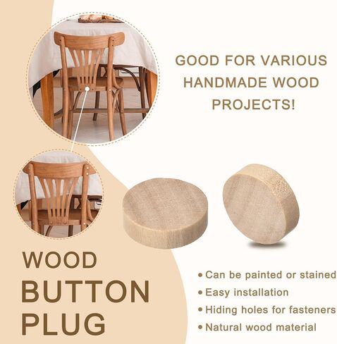 uxcell 60Pcs Flat Head Wood Plugs, 3/8 Inch Wooden Button Screw Plug Wood Plugs Screw Hole Covers for Furniture Tables Chairs in Saudi Arabia