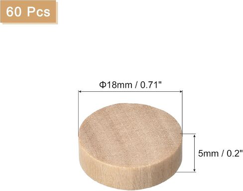 uxcell 60Pcs Flat Head Wood Plugs, 3/8 Inch Wooden Button Screw Plug Wood Plugs Screw Hole Covers for Furniture Tables Chairs in Saudi Arabia